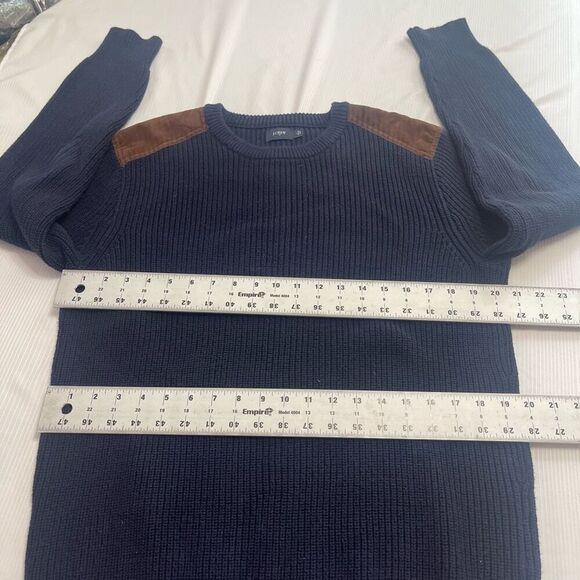 J. Crew Navy Blue Woodsman Shoulder Patch Sweater Size Large - Picture 3 of 7